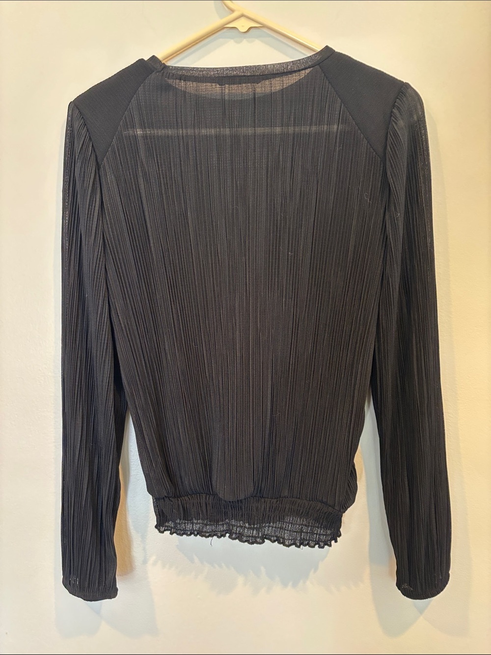 Zara Black Long-Sleeve Pleated Top - Picture 3 of 3